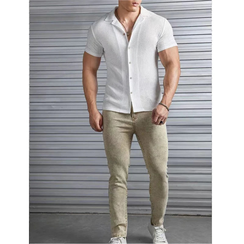 Men’s Textured Short-Sleeve Shirt