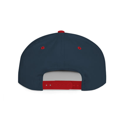 Trendy Flat Bill Snapback Hat Navy/Red Color