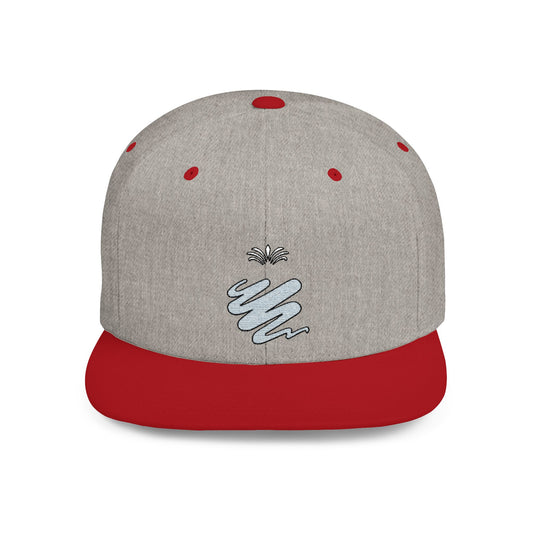Trendy Flat Bill Snapback Hat Grey/Red Color