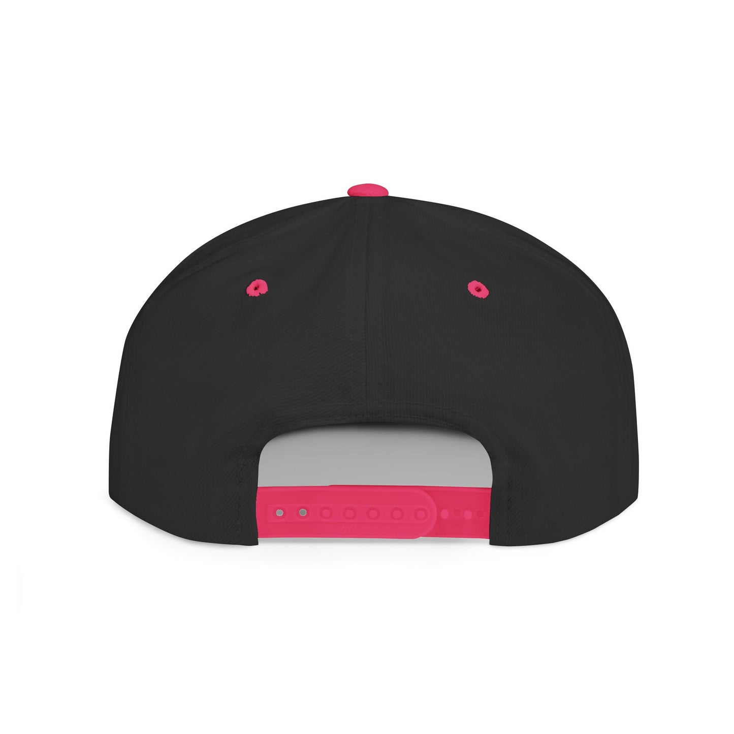 Trendy Flat Bill Snapback Hat Black/Neon Pink Color