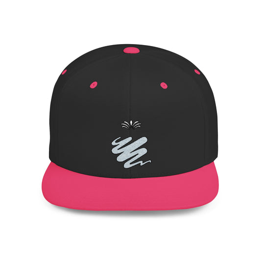 Trendy Flat Bill Snapback Hat Black/Neon Pink Color