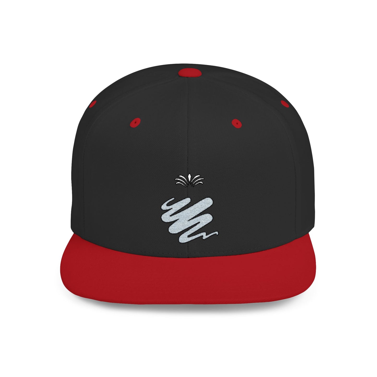 Trendy Flat Bill Snapback Hat Black/Red Color
