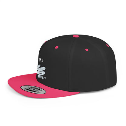 Trendy Flat Bill Snapback Hat Black/Neon Pink Color