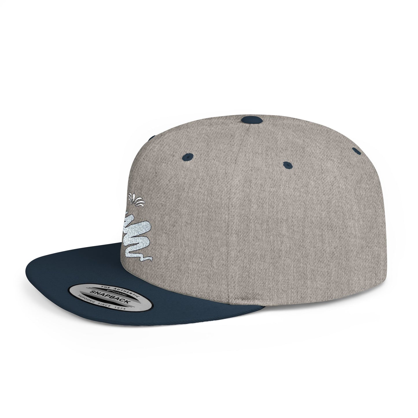 Trendy Flat Bill Snapback Hat Grey/Navy Color