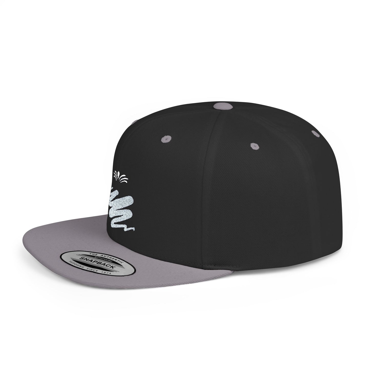 Trendy Flat Bill Snapback Hat Silver/Black Color