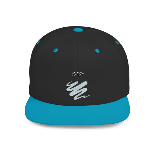 Trendy Flat Bill Snapback Hat Black/Teal Color