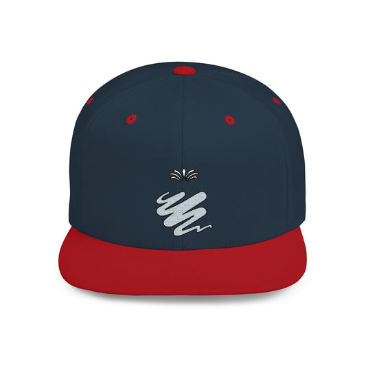 Trendy Flat Bill Snapback Hat Navy/Red Color