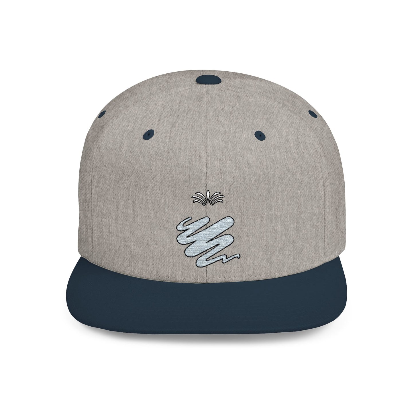 Trendy Flat Bill Snapback Hat Grey/Navy Color