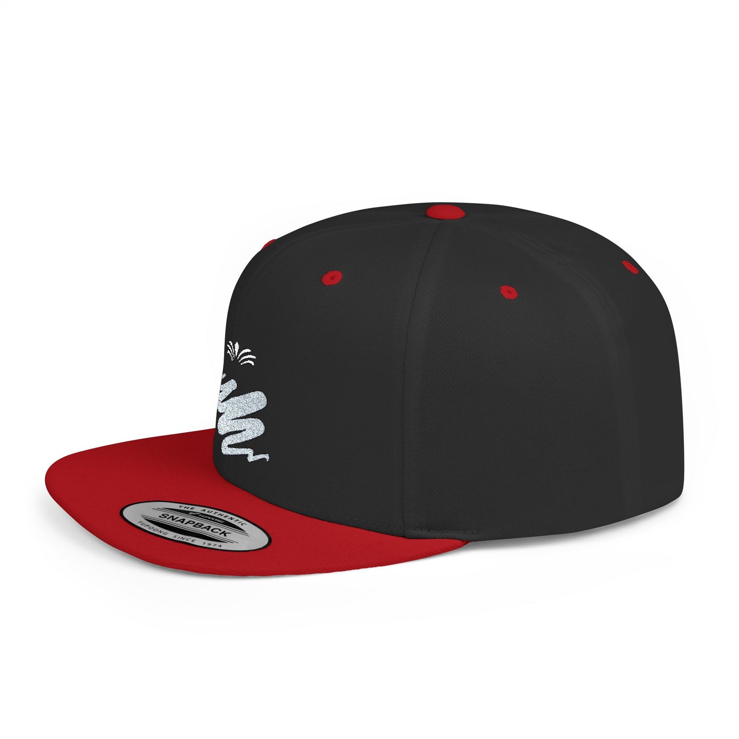 Trendy Flat Bill Snapback Hat Black/Red Color