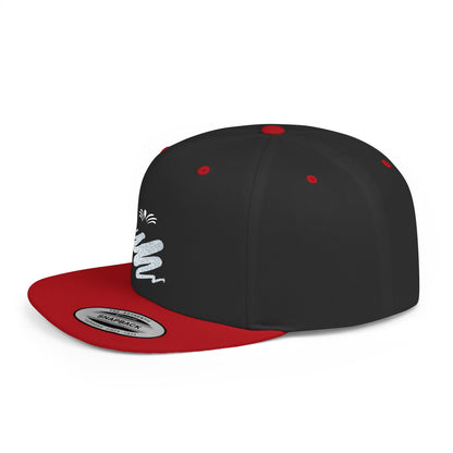 Trendy Flat Bill Snapback Hat Black/Red Color