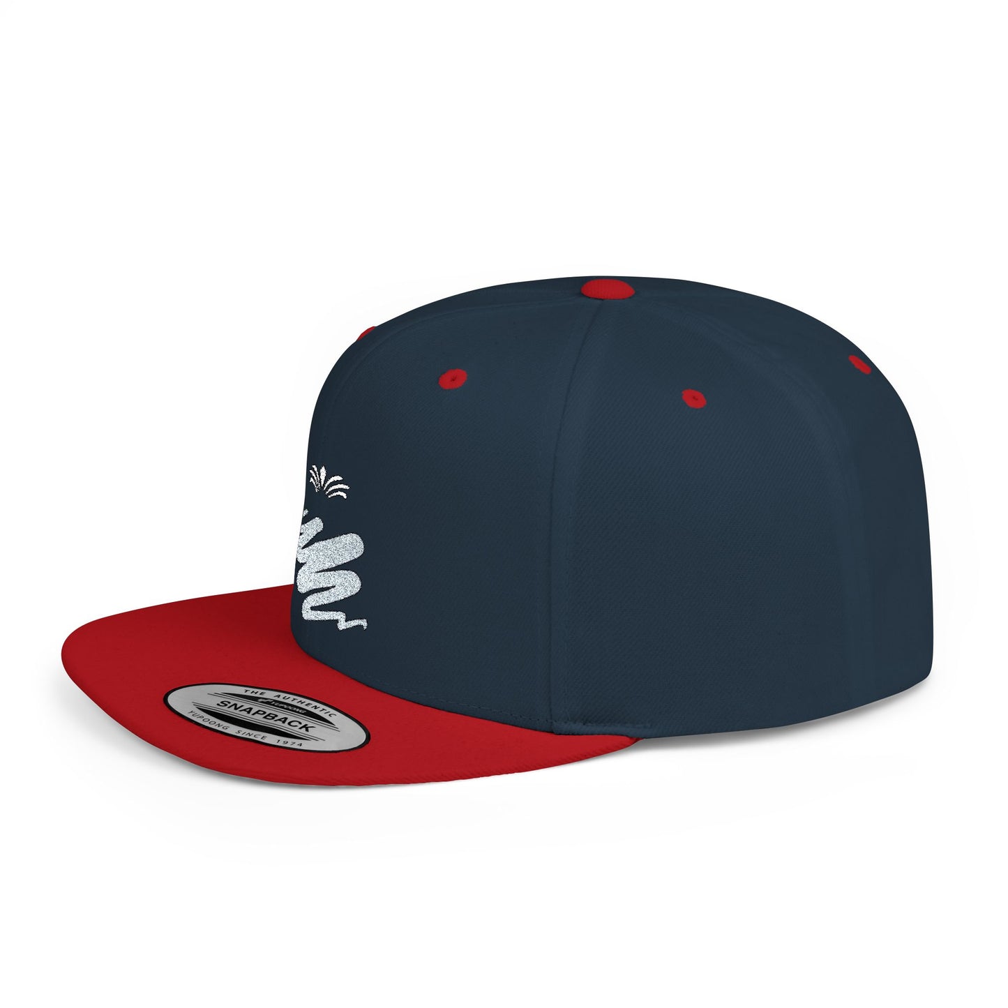 Trendy Flat Bill Snapback Hat Navy/Red Color